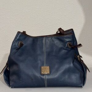 Dooney & Bourke Navy and Brown Leather Shoulder Bag